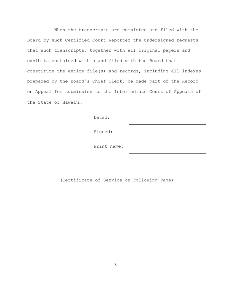 Form LIRAB12 Request / Order for Transcript of Proceedings and Approval and Order - Hawaii, Page 3