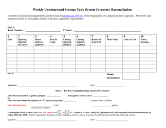 Weekly Underground Storage Tank System Inventory Reconciliation - Connecticut, Page 3