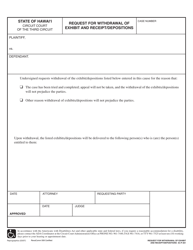 Document preview: Form 3C-P-361 Request for Withdrawal of Exhibit and Receipt/Depositions - Hawaii