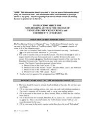 Form 1D-P-1291 Non-hearing Motion for Change of Venue (Traffic Crime/Crime) and Certificate of Service - Hawaii