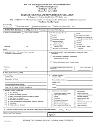 Form PW39 Request for Wage and Supplement Information - New York