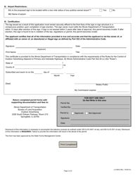 Form LA9003 Application for Outdoor Advertising Permit on-Premise Sign - Interstate Highway - Illinois, Page 2
