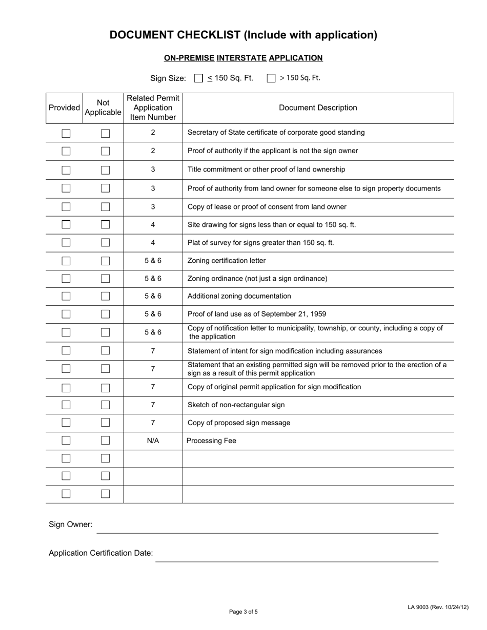 Form LA9003 Download Fillable PDF or Fill Online Application for ...