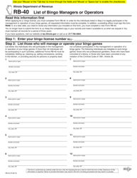 Form RB-40 List of Bingo Managers or Operators - Illinois
