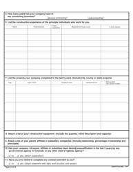 CDOT Form 66 Contractor Prequalification Statement (Experience, Equipment and Financial) - Colorado, Page 3