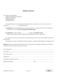 Form DCA107 Request for Data - Maryland, Page 2
