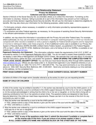 Document preview: Form SSA-2519 Child Relationship Statement