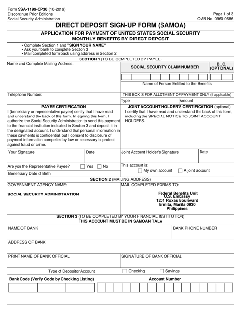 Form SSA-1199-OP30  Printable Pdf