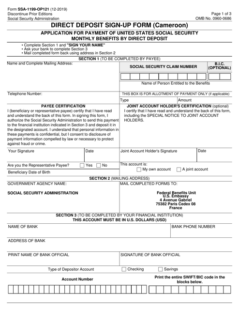 Form SSA-1199-OP121  Printable Pdf