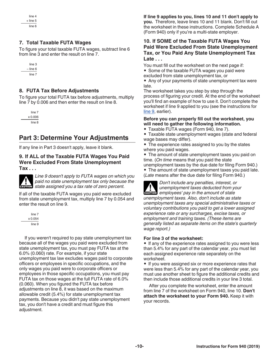 Instructions for IRS Form 940 Employers Annual Federal Unemployment (Futa) Tax Return, Page 10