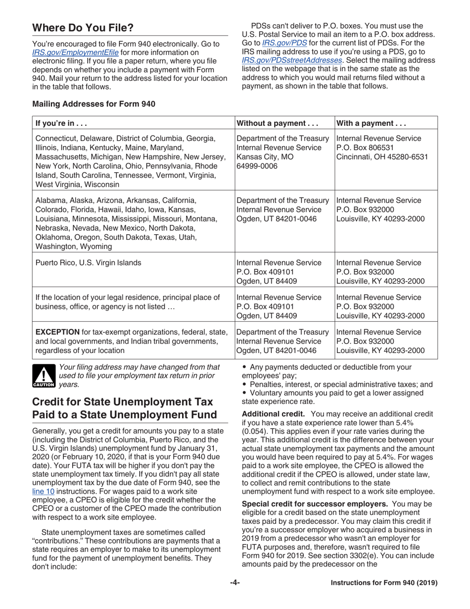 Instructions for IRS Form 940 Employers Annual Federal Unemployment (Futa) Tax Return, Page 4