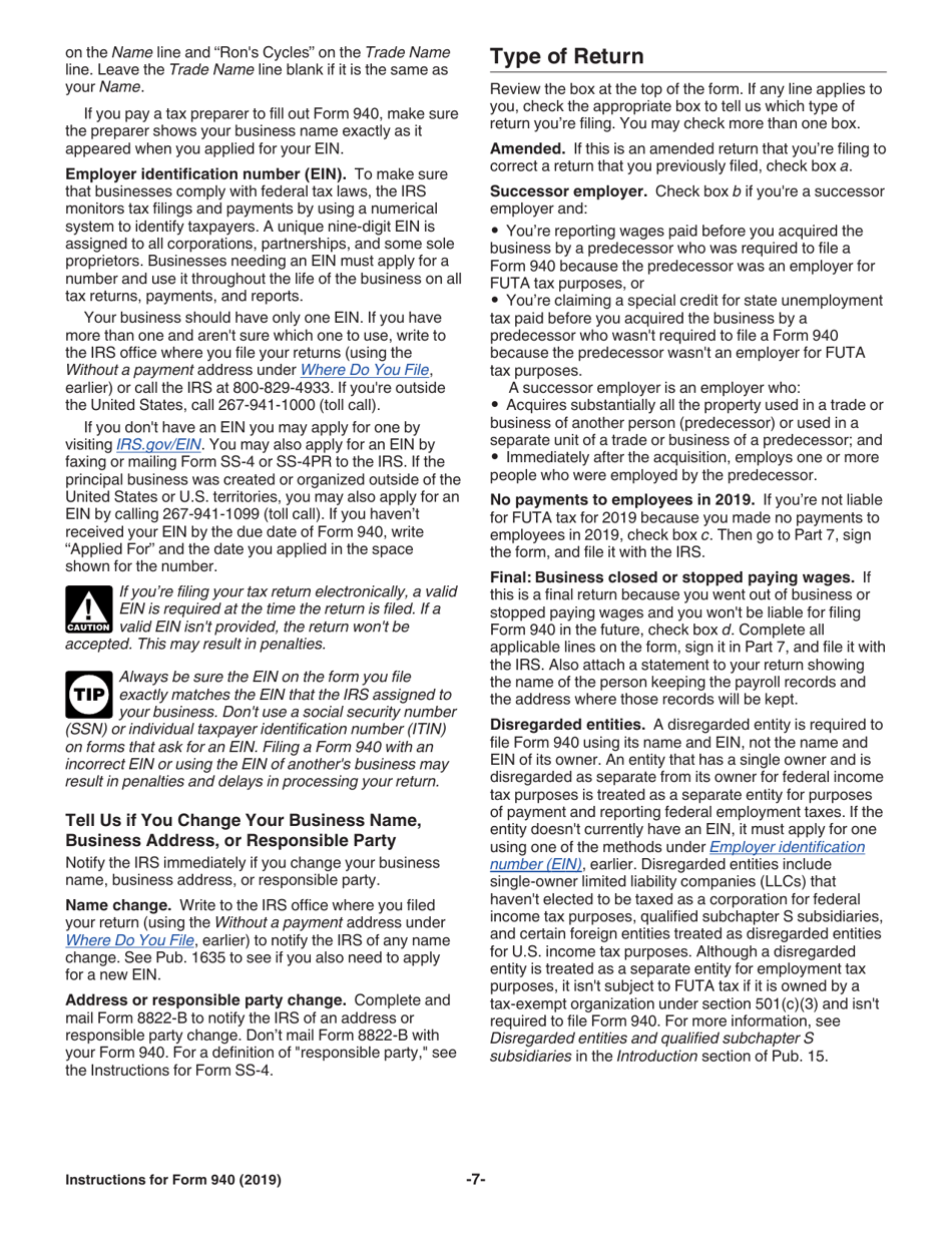Instructions for IRS Form 940 Employers Annual Federal Unemployment (Futa) Tax Return, Page 7