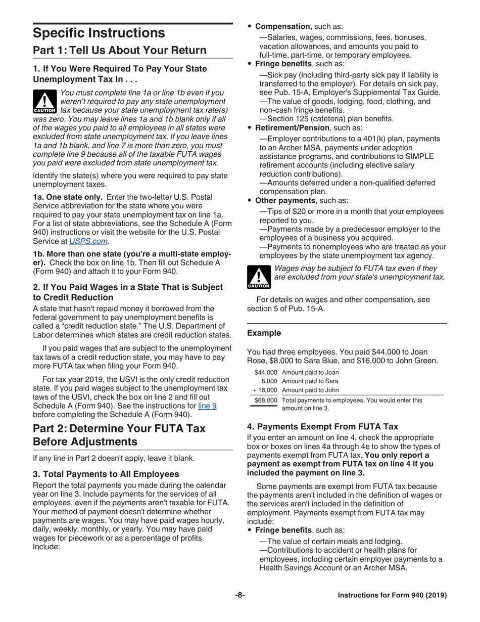 Instructions for IRS Form 940 Employers Annual Federal Unemployment (Futa) Tax Return, Page 8