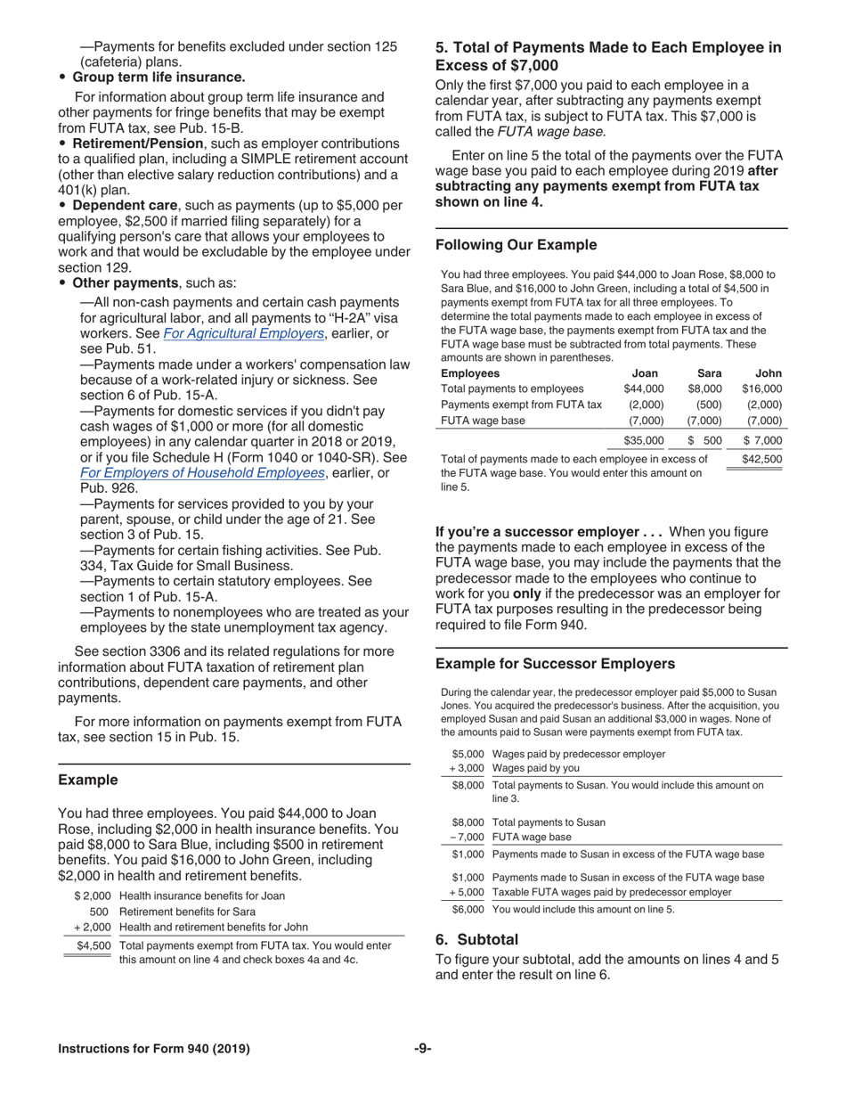 Instructions for IRS Form 940 Employers Annual Federal Unemployment (Futa) Tax Return, Page 9
