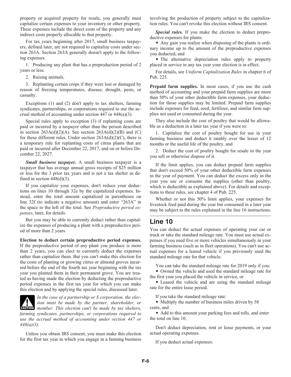 Instructions for IRS Form 1040, 1040-SR Schedule F Profit or Loss From Farming, Page 6