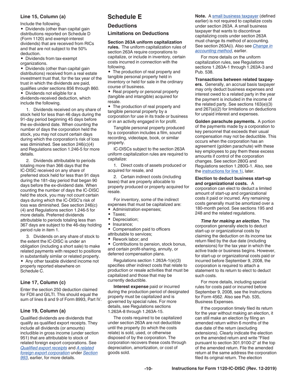 Instructions for IRS Form 1120-IC-DISC Interest Charge Domestic International Sales Corporation Return, Page 10