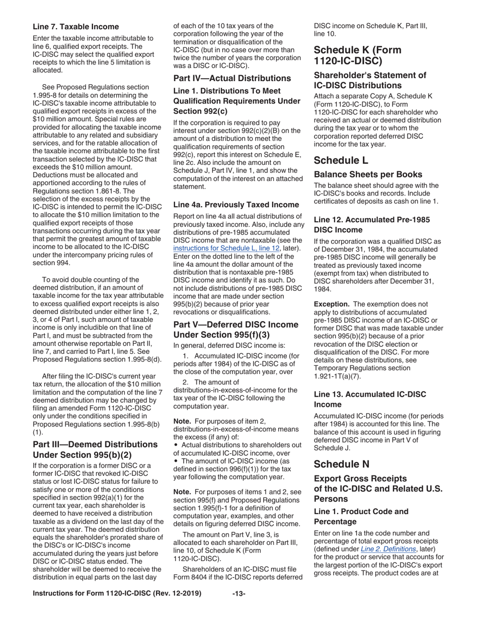 Instructions for IRS Form 1120-IC-DISC Interest Charge Domestic International Sales Corporation Return, Page 13
