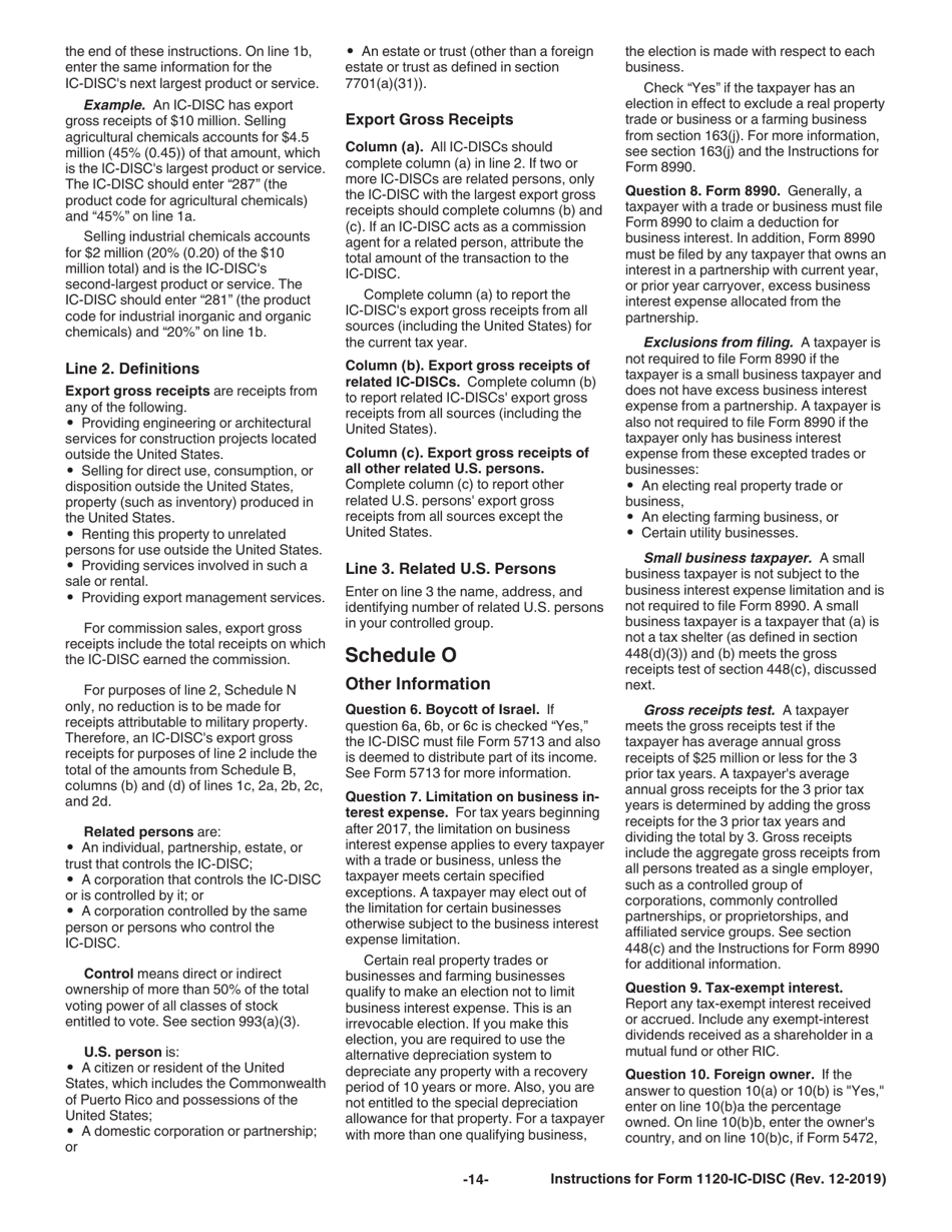 Instructions for IRS Form 1120-IC-DISC Interest Charge Domestic International Sales Corporation Return, Page 14