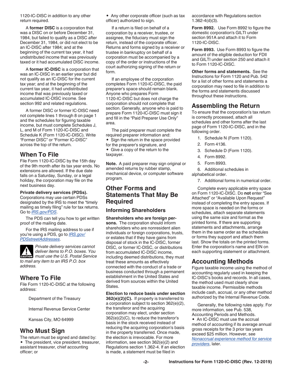 Instructions for IRS Form 1120-IC-DISC Interest Charge Domestic International Sales Corporation Return, Page 2
