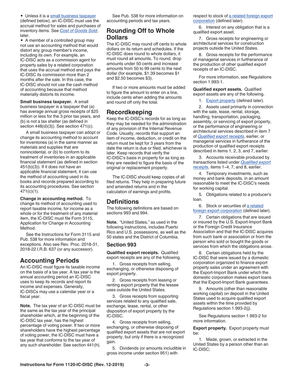 Instructions for IRS Form 1120-IC-DISC Interest Charge Domestic International Sales Corporation Return, Page 3