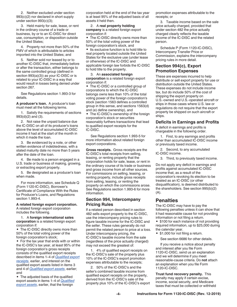 Instructions for IRS Form 1120-IC-DISC Interest Charge Domestic International Sales Corporation Return, Page 4