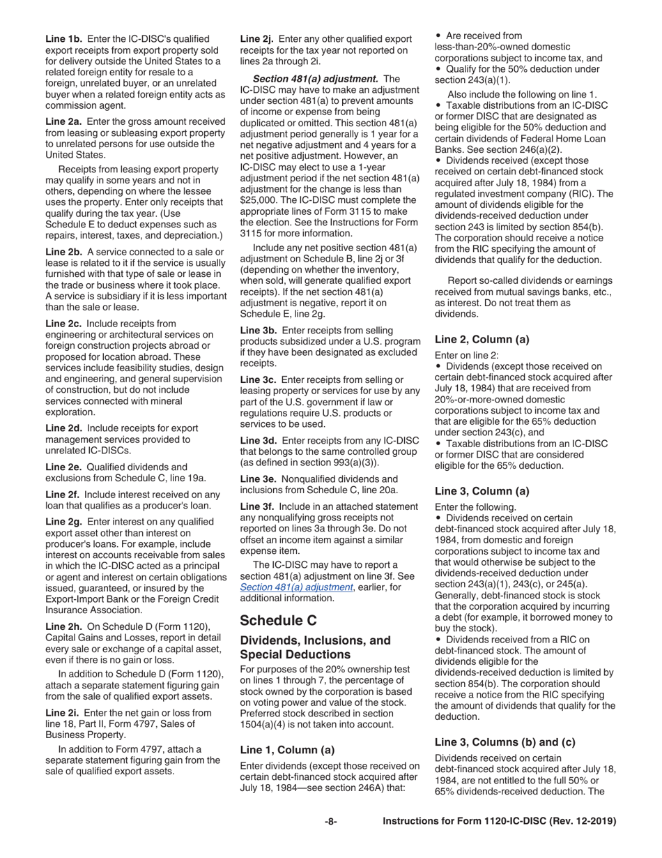 Instructions for IRS Form 1120-IC-DISC Interest Charge Domestic International Sales Corporation Return, Page 8