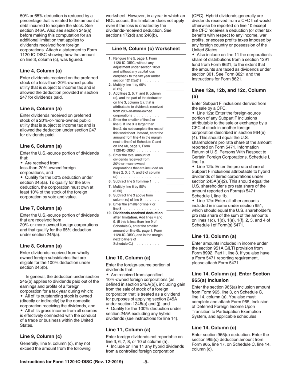 Instructions for IRS Form 1120-IC-DISC Interest Charge Domestic International Sales Corporation Return, Page 9