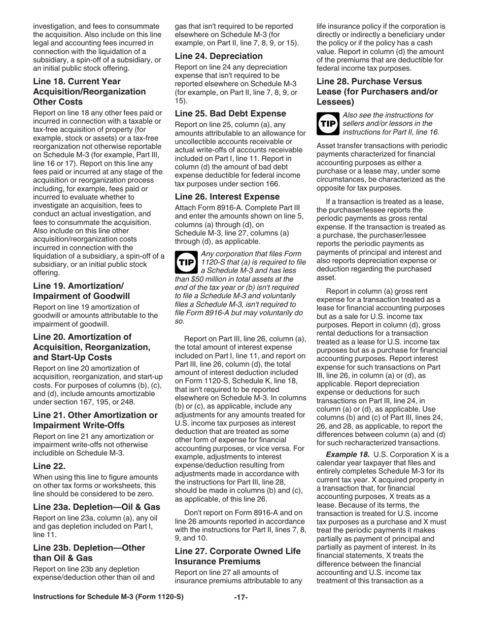Instructions for IRS Form 1120-S Schedule M-3 Net Income (Loss) Reconciliation for S Corporations With Total Assets of $10 Million or More, Page 17