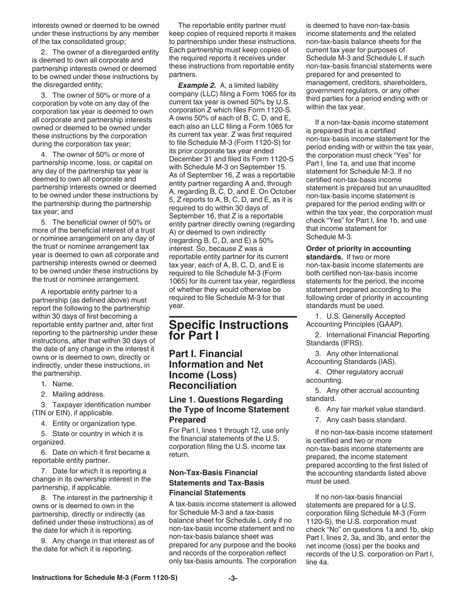 Instructions for IRS Form 1120-S Schedule M-3 Net Income (Loss) Reconciliation for S Corporations With Total Assets of $10 Million or More, Page 3
