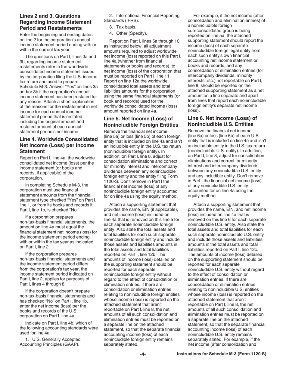 Instructions for IRS Form 1120-S Schedule M-3 Net Income (Loss) Reconciliation for S Corporations With Total Assets of $10 Million or More, Page 4