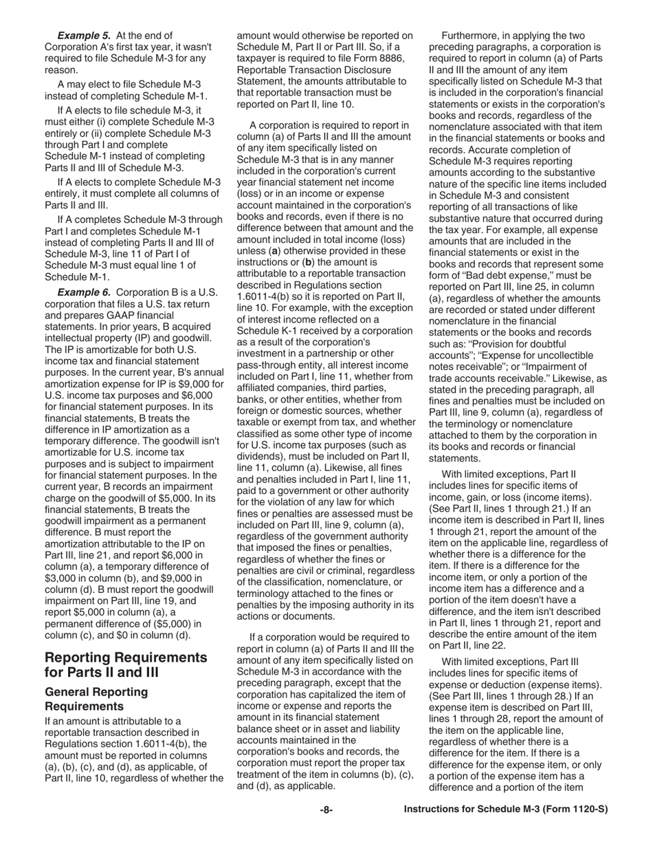 Instructions for IRS Form 1120-S Schedule M-3 Net Income (Loss) Reconciliation for S Corporations With Total Assets of $10 Million or More, Page 8