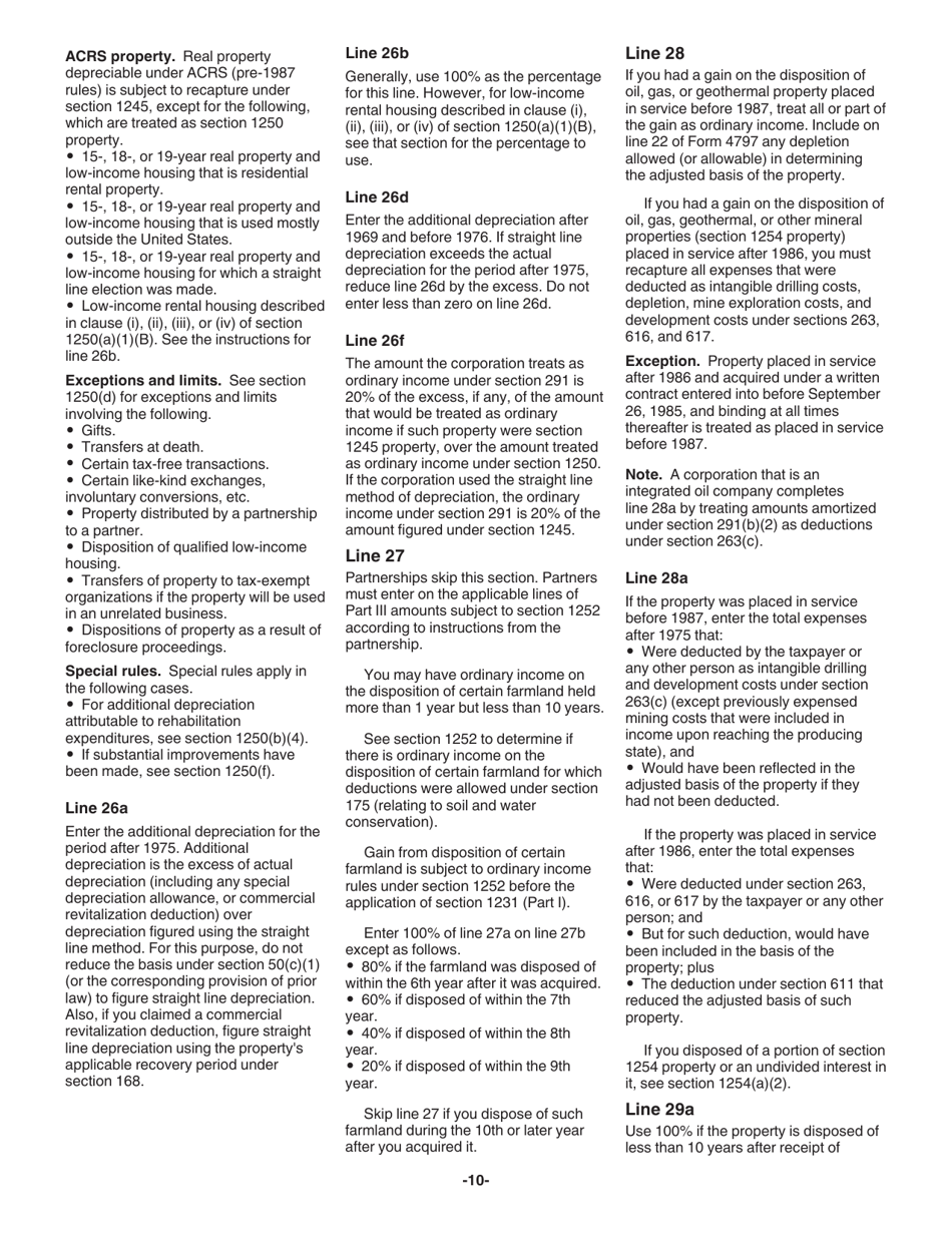 Instructions for IRS Form 4797 Sales of Business Property (Also Involuntary Conversions and Recapture Amounts Under Sections 179 and 280f(B)(2)), Page 10