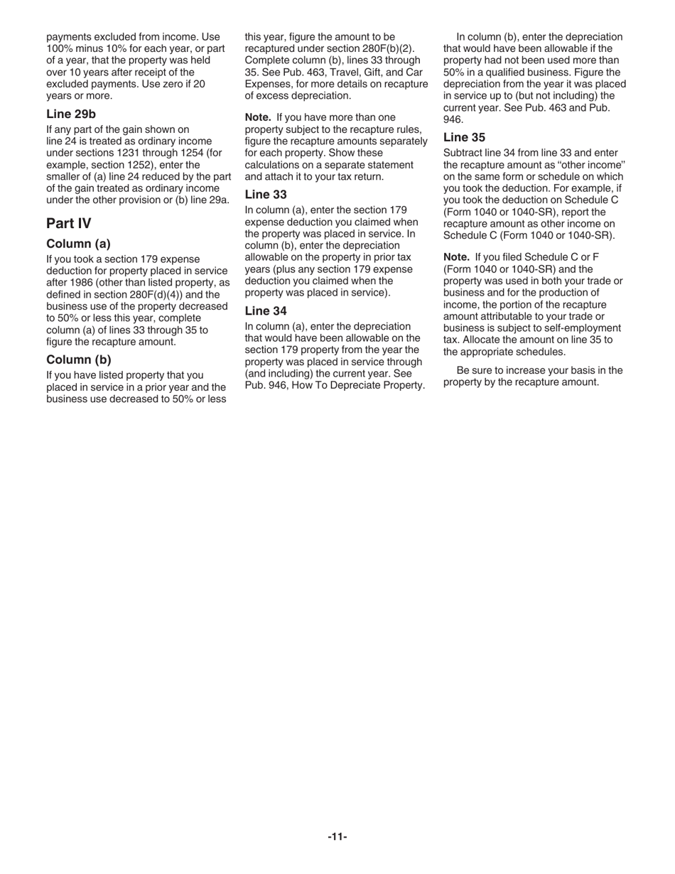 Instructions for IRS Form 4797 Sales of Business Property (Also Involuntary Conversions and Recapture Amounts Under Sections 179 and 280f(B)(2)), Page 11