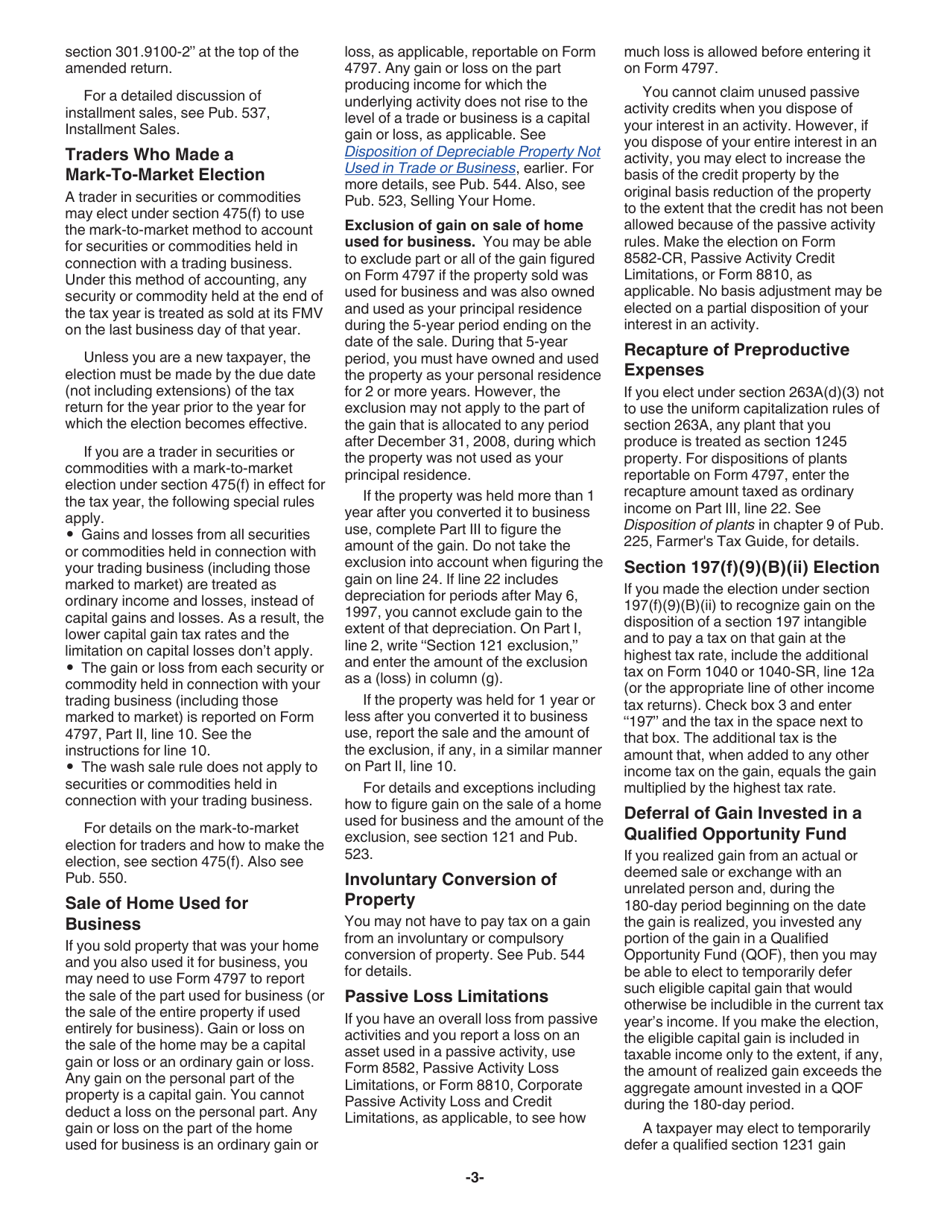 Instructions for IRS Form 4797 Sales of Business Property (Also Involuntary Conversions and Recapture Amounts Under Sections 179 and 280f(B)(2)), Page 3