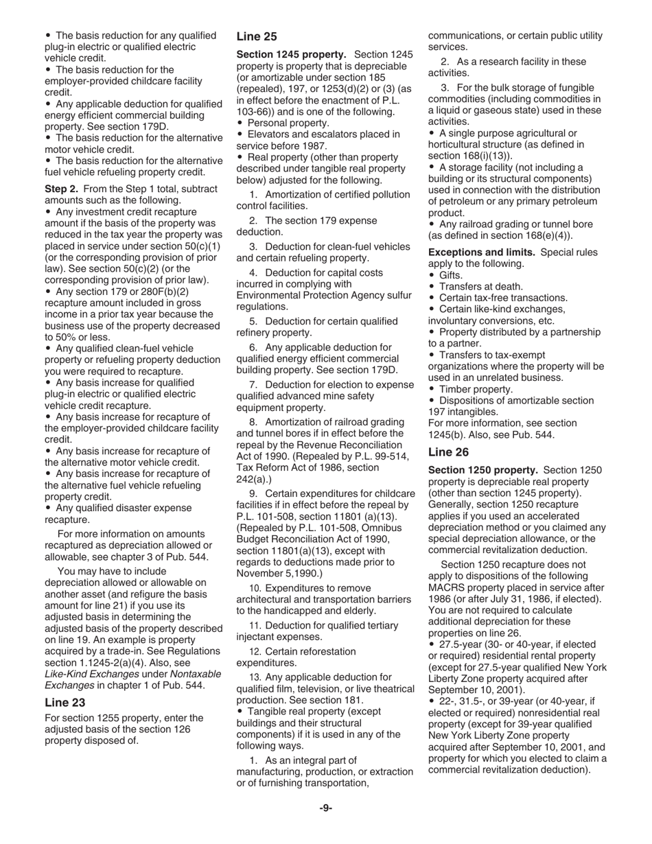 Instructions for IRS Form 4797 Sales of Business Property (Also Involuntary Conversions and Recapture Amounts Under Sections 179 and 280f(B)(2)), Page 9