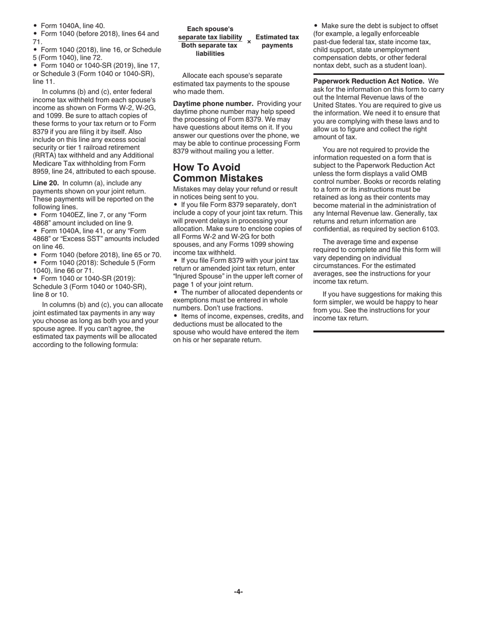 Instructions for IRS Form 8379 Injured Spouse Allocation, Page 4