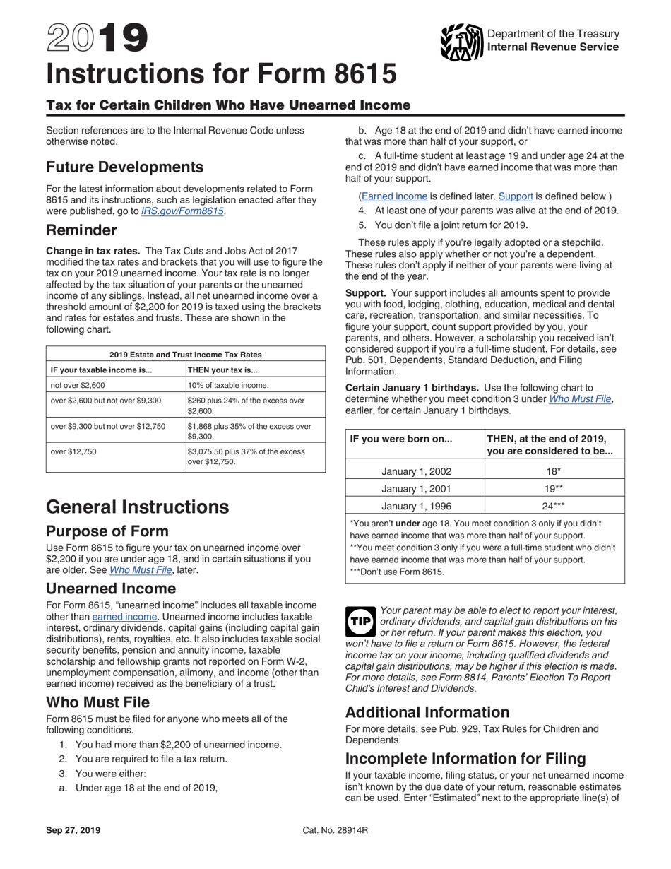 Irs Form 8615 Printable - Printable Forms Free Online