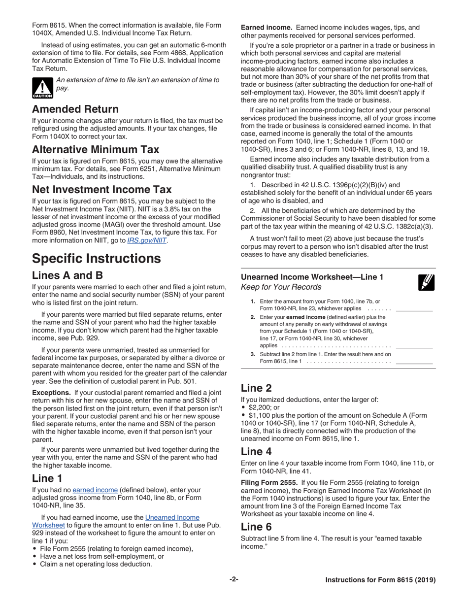 Instructions for IRS Form 8615 Tax for Certain Children Who Have Unearned Income, Page 2