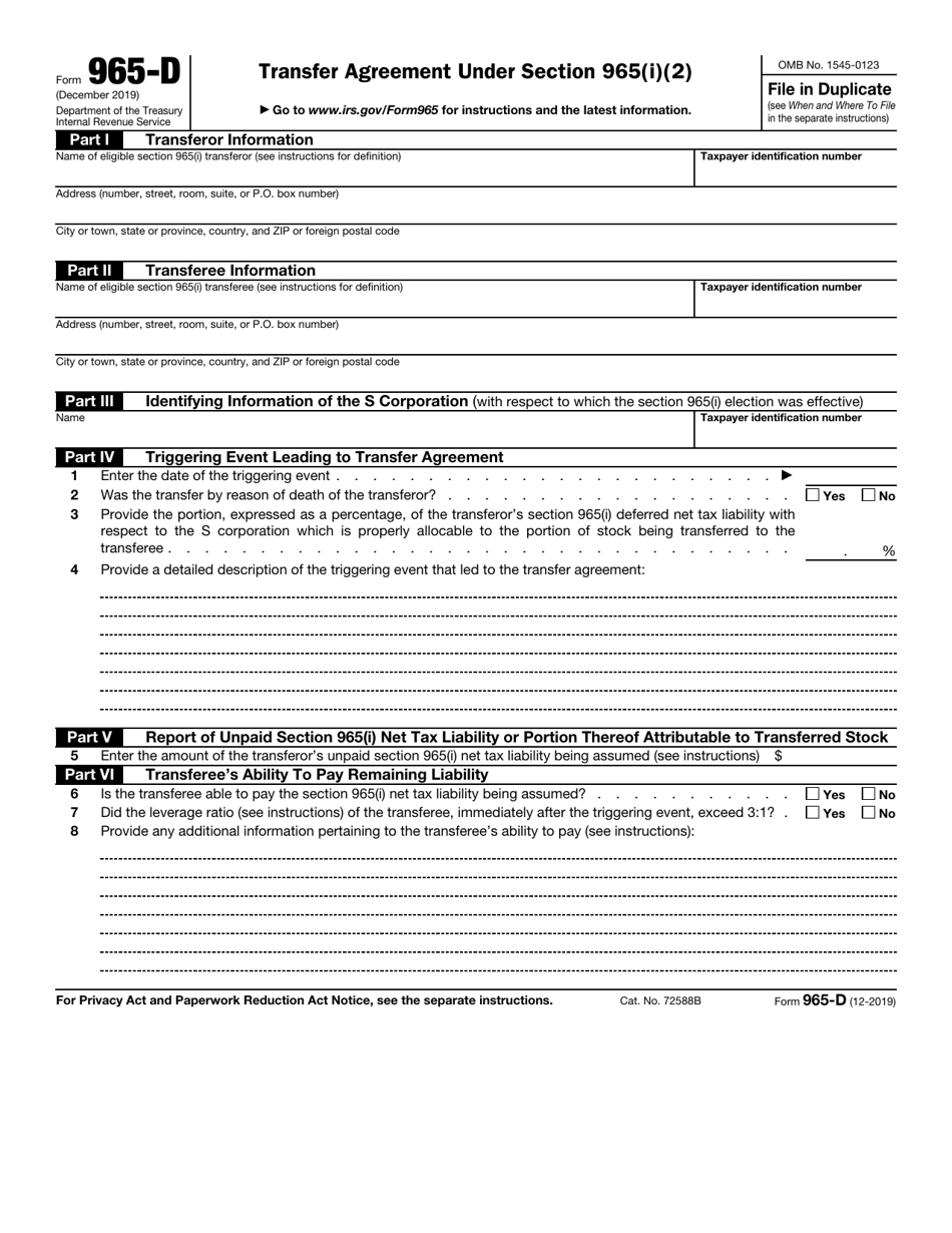 irs-form-965-d-download-fillable-pdf-or-fill-online-transfer-agreement