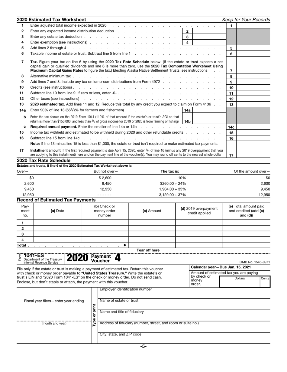 IRS Form 1041-ES Estimated Income Tax for Estates and Trusts, Page 5