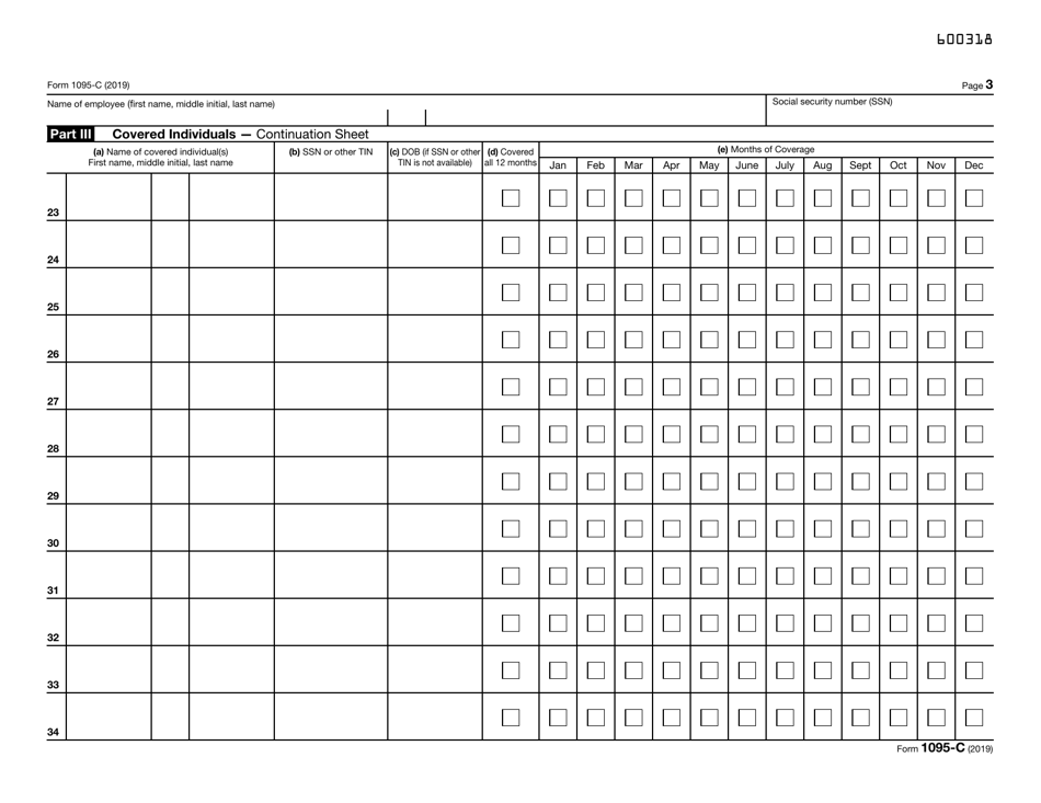 IRS Form 1095-C Employer-Provided Health Insurance Offer and Coverage, Page 3