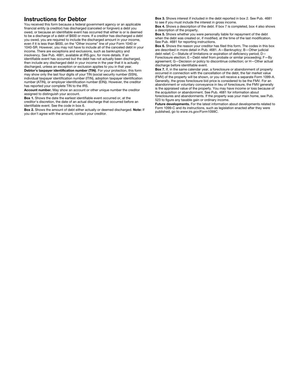 IRS Form 1099-C Cancellation of Debt, Page 3