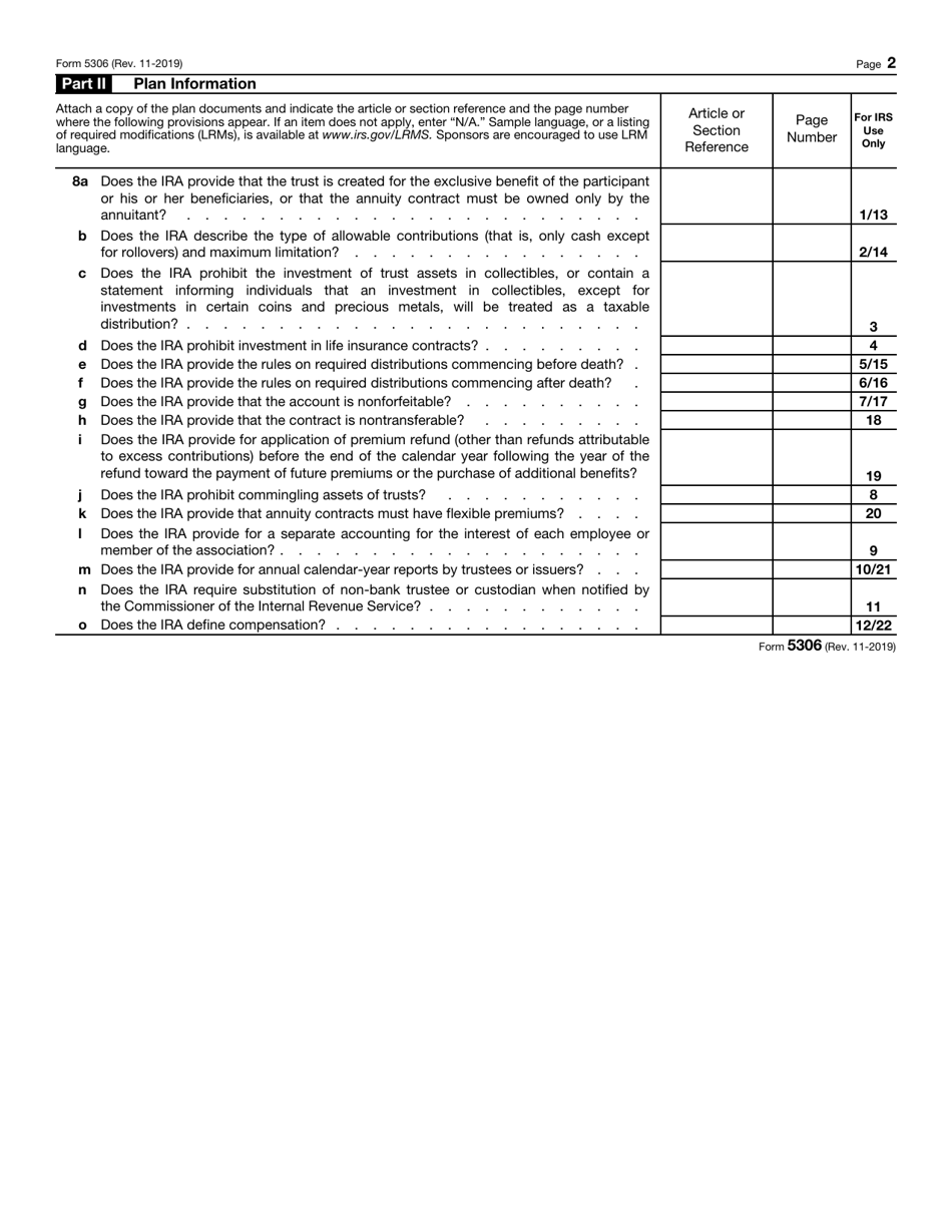 IRS Form 5306 - Fill Out, Sign Online and Download Fillable PDF ...