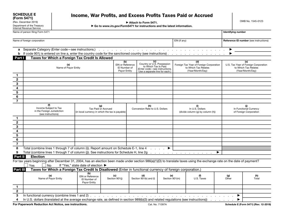 IRS Form 5471 Schedule E Download Fillable PDF or Fill Online Income