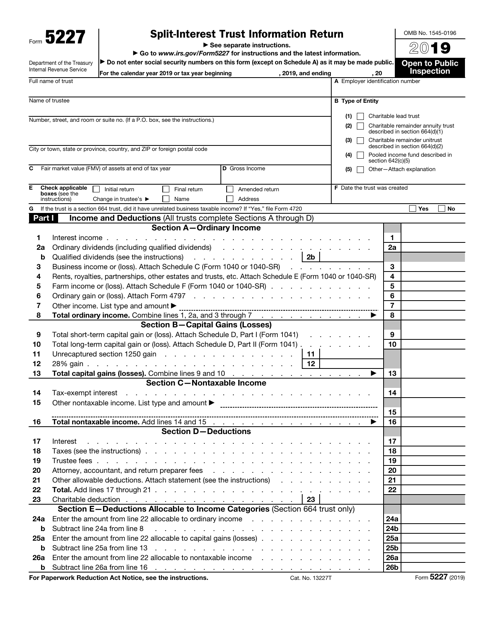 IRS Form 5227 2019 Printable Pdf