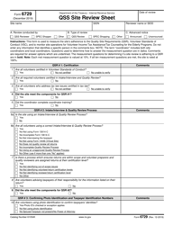 IRS Form 6729 Qss Site Review Sheet