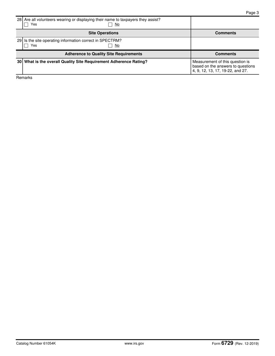 IRS Form 6729 Qss Site Review Sheet, Page 3