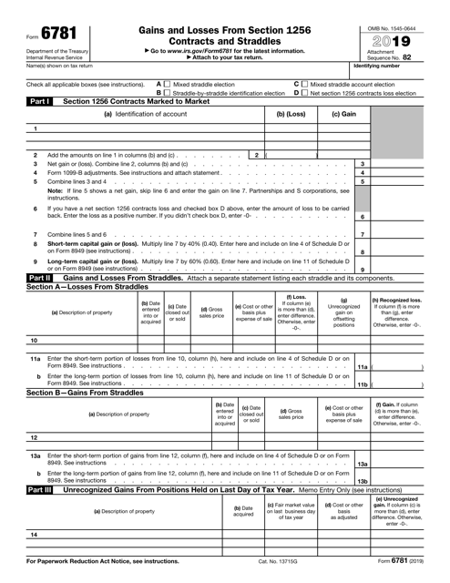 IRS Form 6781 2019 Printable Pdf