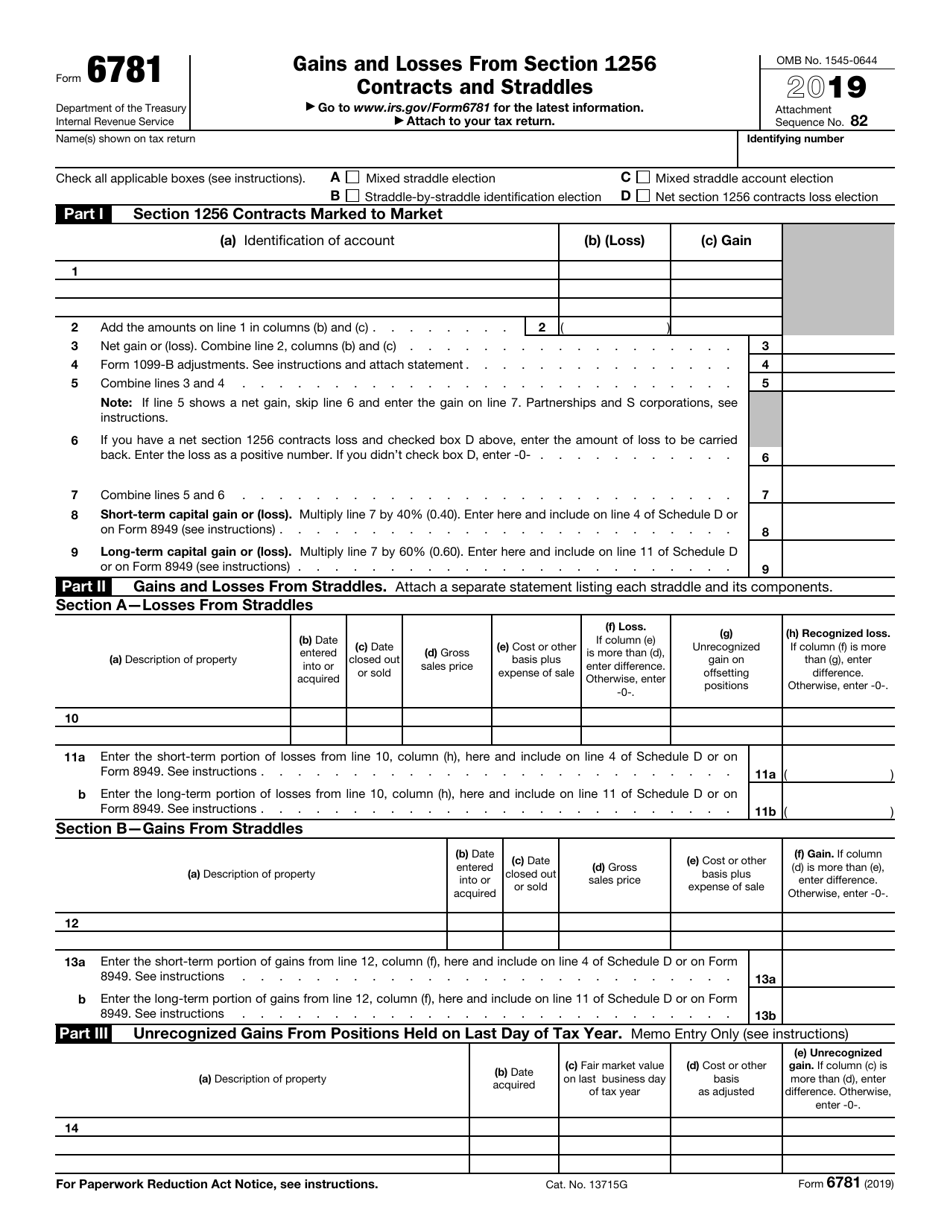 IRS Form 6781 Download Fillable PDF or Fill Online Gains and Losses