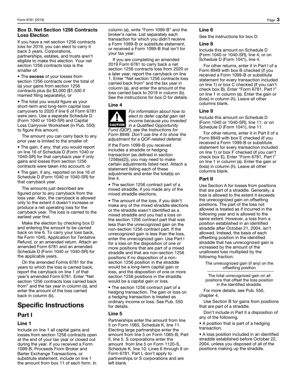 IRS Form 6781 Gains and Losses From Section 1256 Contracts and Straddles, Page 3